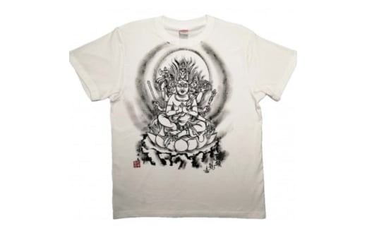 手描きTシャツ 仏画 馬頭観音 白 (半袖 Mサイズ)【1615695】