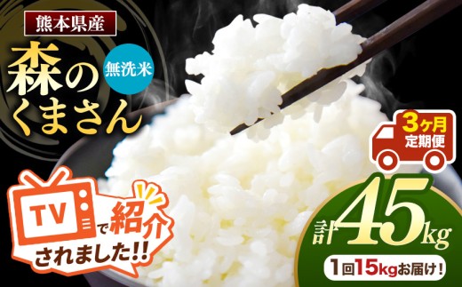 【定期便3回】森のくまさん 無洗米 15kg | お米 米 無洗米 15キロ 45キロ 国産 国産米 熊本県 玉名市 くまもと たまな