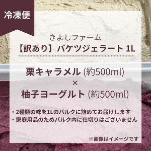 【訳あり】特製バケツジェラート1L【栗キャラメル×柚子ヨーグルト】 ジェラート