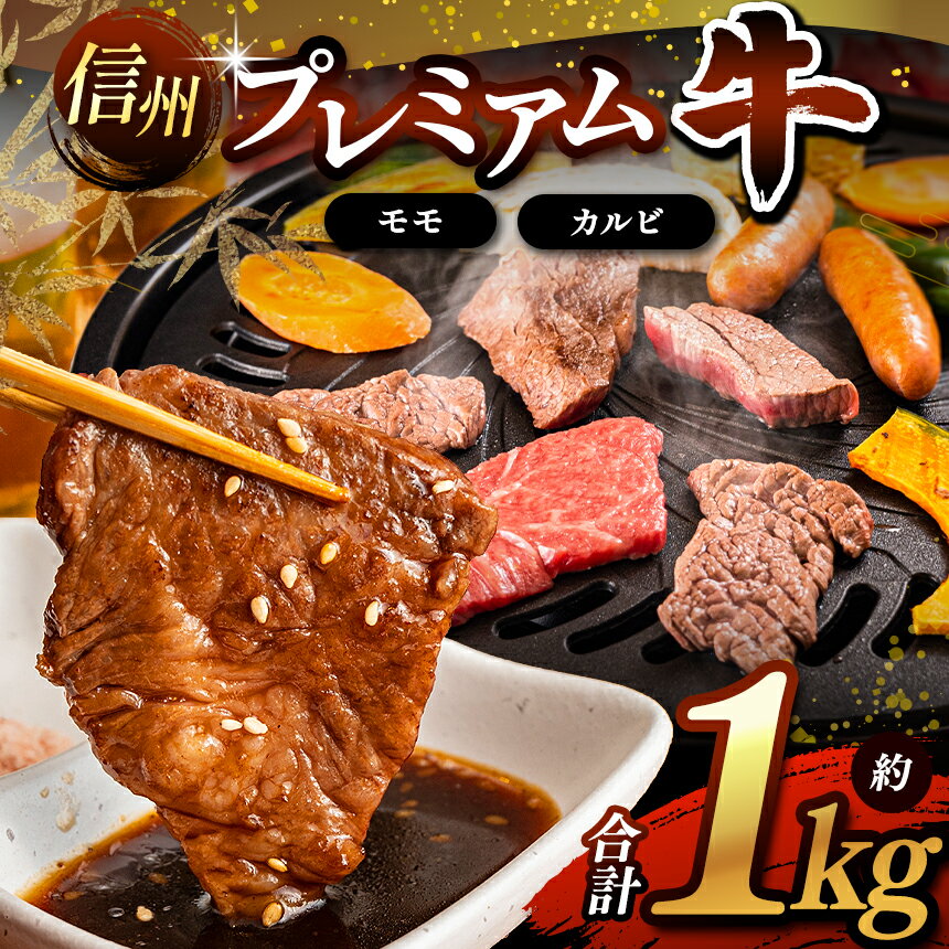 【ふるさと納税】信州プレミアム牛 モモ・カルビの盛り合わせ｜ふるさと納税 長野県 松本市 信州 プレミアム 牛肉 肉　モモ カルビ 焼肉 バーベキュー BBQ 霜降り 高級 人気 ブランド