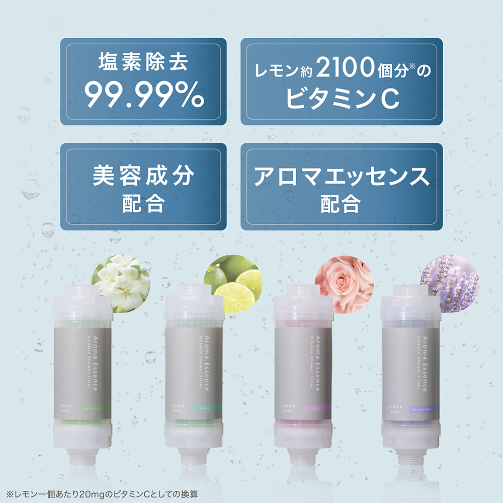 LINKA esthé アロマエッセンス ビタミンシャワーフィルター（4種セット） リンカ LINKA 美容 美容機器 シャワー お風呂 美容液 シャワーヘッド バスタイム 浄水器 リラックス アロマ