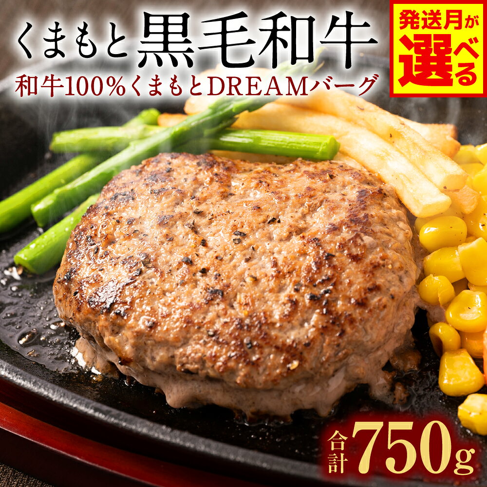【ふるさと納税】令和8年熊本地震復興支援 くまもとDREAMバーグ 150g×5 くまもと黒毛和牛100% ハンバーグ 【選べる発送月】 黒毛和牛 おかず 惣菜 洋食 お肉 肉 牛肉 にく 冷凍 熊本県 八代市 送料無料