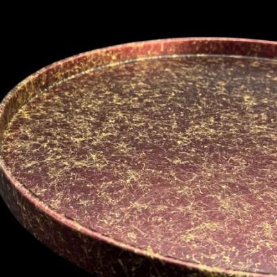 ふるさと納税 高野町 木製 丸トレイ　乱糸 (マット仕上げ)　赤溜 |  | 03