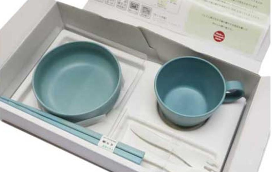 【ナチュラルブルー】ユニペレUNI-PELE　バイオプラスチック　竹粉配合　抗菌　ベビーセット（小）