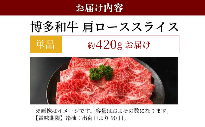 博多和牛 肩ローススライス 約420g