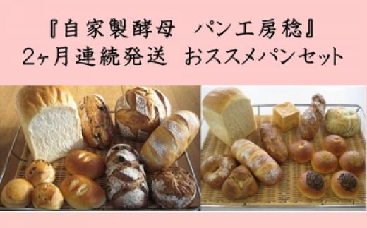 【2ヶ月連続】自家製酵母パン（1回目14個＋2回目11個）【パン工房 稔】｜天然酵母 食パン パン 菓子パン  詰合せ 詰め合わせ セット ギフト 　定期便　パン好き　