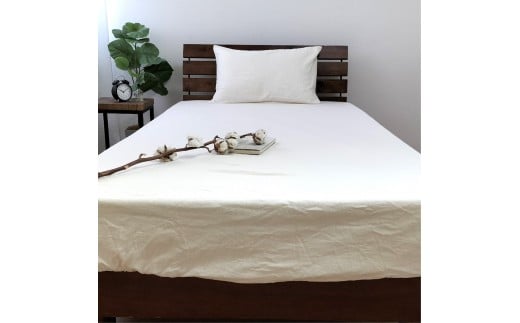 無漂白２重ガーゼボックスシーツ シングル（100×200×30cm）キナリ KIGBX-S