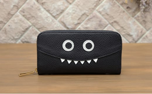 [№5258-7268]0211【ブラック】思わず誰かに見せたくなるモンスター長財布