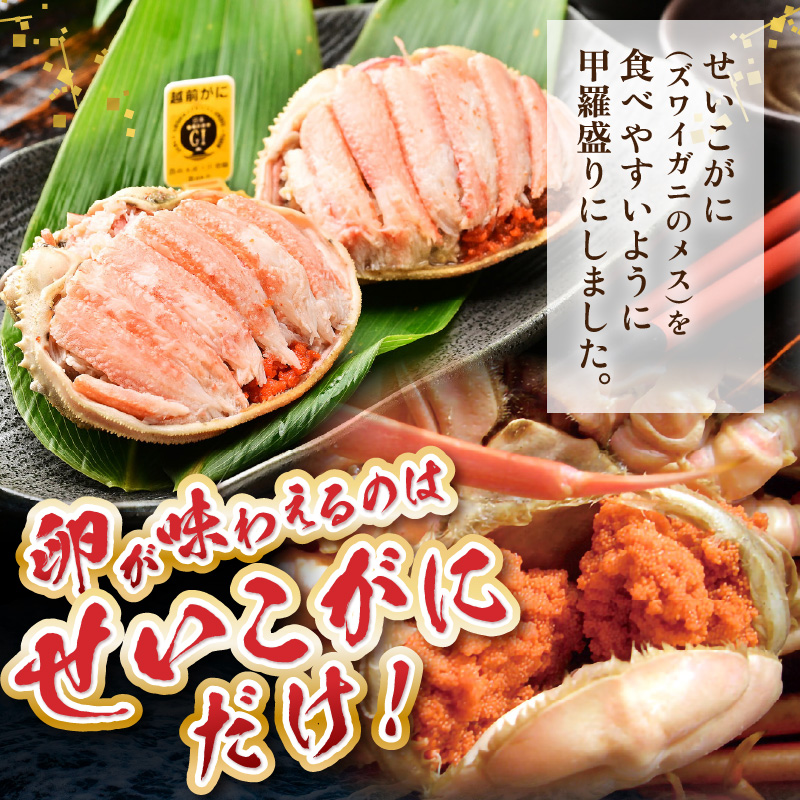 【先行予約】せいこがに甲羅盛り 約70g×2杯 / 期間限定 冷凍 解禁 便利 身出し 小分け ビール おつまみ 越前がに メス 福井 福井県 お取り寄せ カニ 蟹 むき身 ポーション 甲羅盛 ボイル