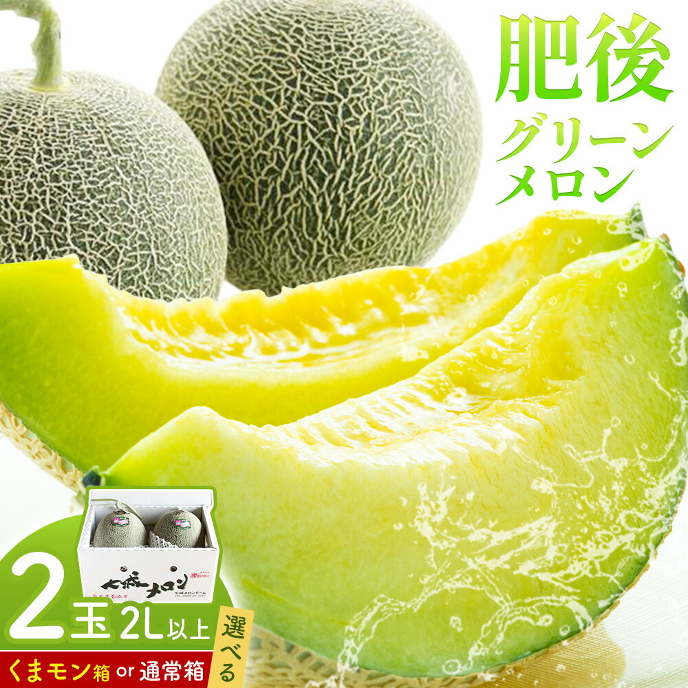 【ふるさと納税】【先行予約】肥後グリーンメロン 2玉 2L以上 選べる くまモン箱 または 通常箱【メロンドーム】 有限会社七城町特産品センター《2026年5月中旬-6月中旬頃出荷》熊本県 菊池市 メロン グリーンメロン 果物 フルーツ 熊本県産 送料無料