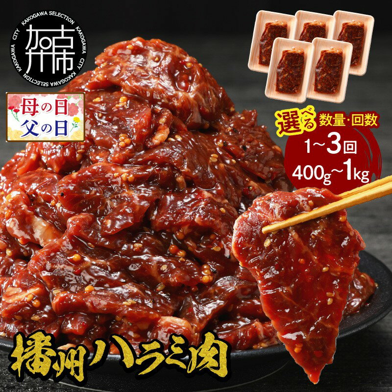 【ふるさと納税】＼母の日・父の日／＼選べる容量とお届け回数／播州で愛される秘伝の焼肉タレ漬け牛肉 播州ハラミ肉 400g 600g 1kg 通常便 2ヶ月定期便 3ヶ月定期便