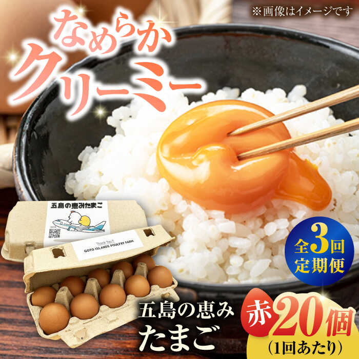 【ふるさと納税】【全3回定期便】【ギフトBOX】五島の恵みたまご M〜Lサイズ 20個入 / 卵 赤玉子 五島市 / 五島列島大石養鶏場[PFQ011]