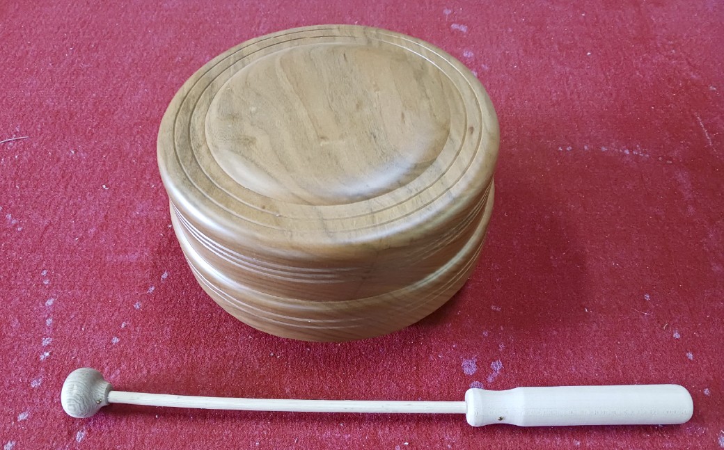 日蓮宗読経用木鉦 18cm（6寸） バチセット