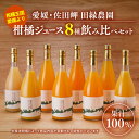 【ふるさと納税】【愛媛県産】田縁農園の無添加100% ストレートジュース8種おまかせセット 720ml 全10種 みかん、きよみ、伊予柑、河内晩柑、ぽんかん、不知火、せとか、ひょうかん ニューサマーオレンジ あいおとめ ストレート果汁100％ ※2025年1月頃より順次発送予定