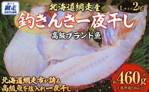 【先行予約】高級ブランド釣きんき一夜干【Lサイズ】  2尾（2025年5月15日より順次発送） 【 ふるさと納税 人気 おすすめ ランキング きんき 釣きんき キンキ 一夜干し 高級魚 冷凍 直送 ブランド魚 魚介 オホーツク 北海道 網走市 送料無料 】 ABJ015