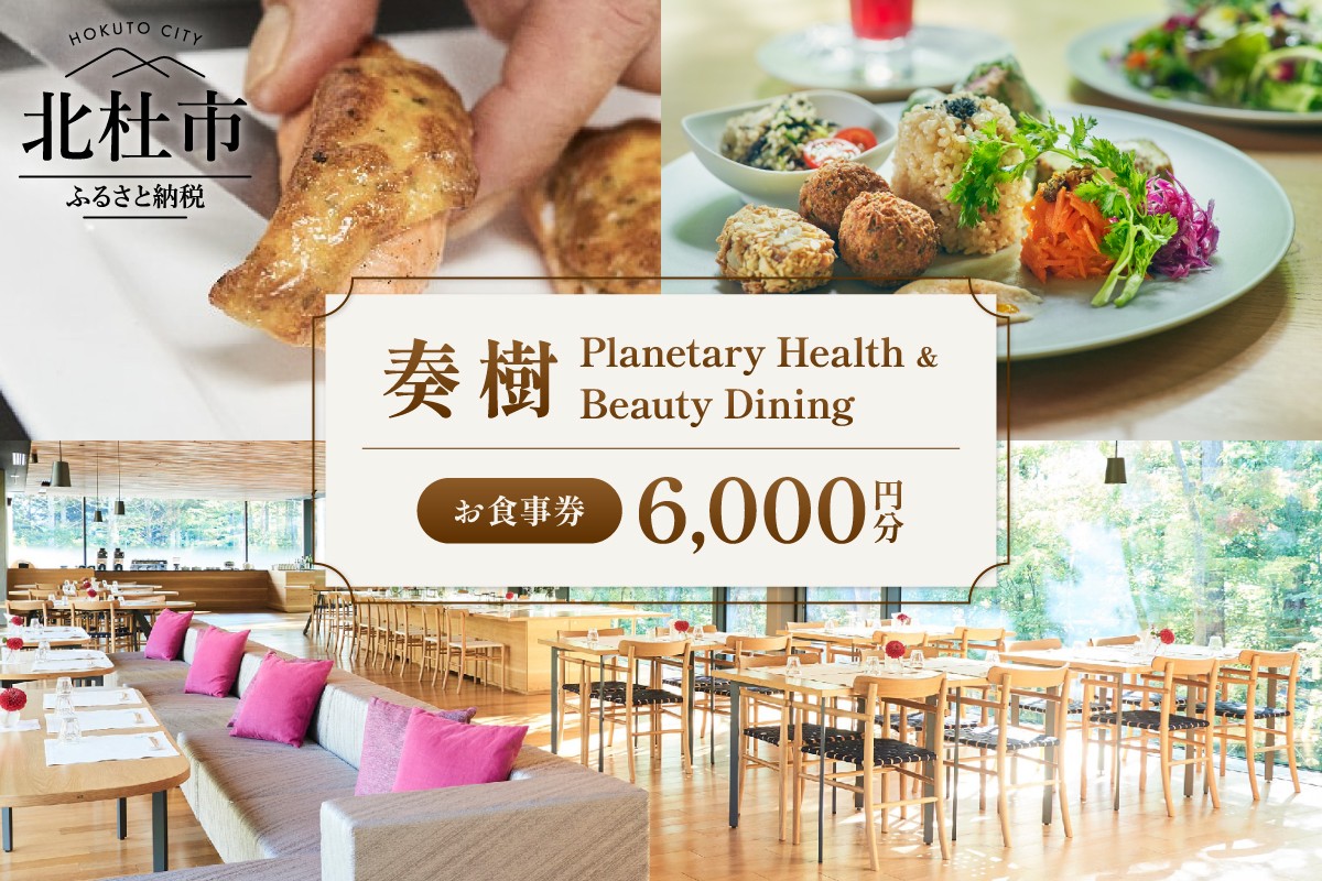 
            「奏樹 Planetary Health & Beauty Dining」食事券【6,000円分】  チケット 八ヶ岳 自社農園 オーガニック 栽培期間中農薬・化学肥料不使用 アルソア 女神の森 山梨県 北杜市
          