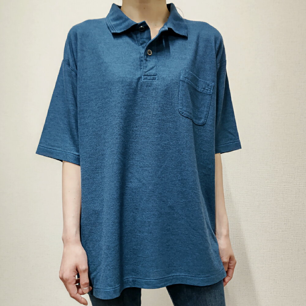 【ふるさと納税】倉敷染 272SD 半袖ポロシャツ 昇り鯉 刺繍調 プリント入 ミッドナイトブルー＜選べるサイズ＞Mサイズ / Lサイズ / LLサイズ　 メンズ トップス ファッション メンズファッション 半袖 ポロシャツ 刺繍 プリント 青 岡山県 倉敷市 送料無料