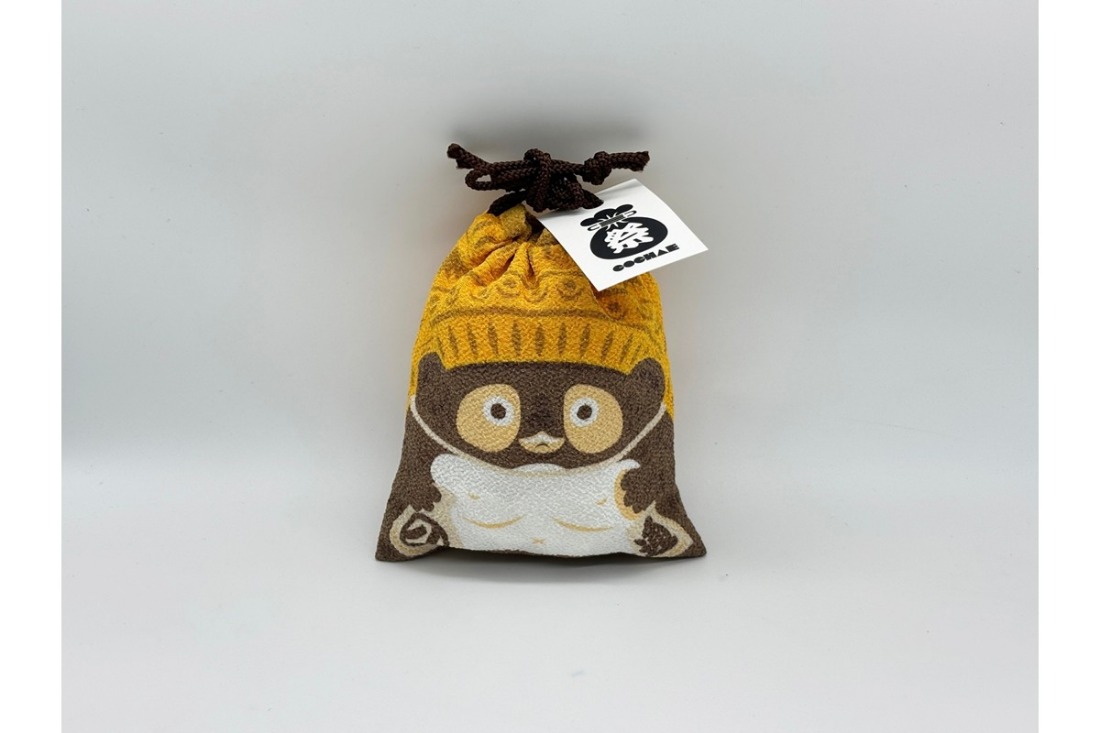 丹後ちりめん 祭巾着（たぬき） サイズ：約17cm×13cm　	DZ00027-09
