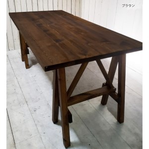 【キャメル】アンティーク風 無垢材 ソーホース デスク【トリアン脚】＜アンティーク風 家具 Dea-Sirio＞ ※北海道・沖縄・離島への配送不可