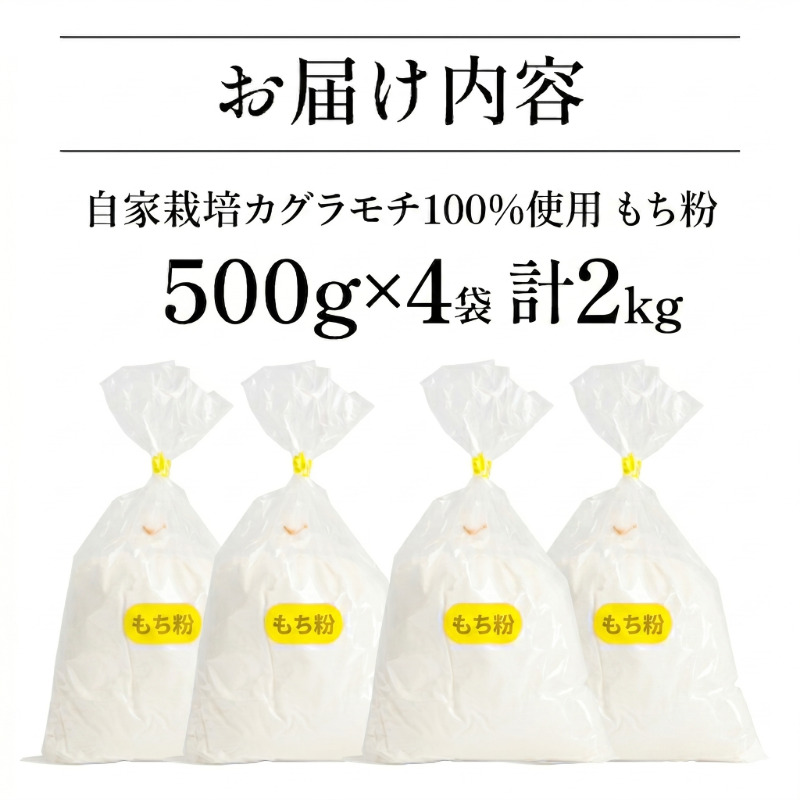 もち粉 溝木さんの餅粉 2kg(500g×4袋）グルテンフリー 白玉 みたらし団子 おしるこ 餅 餅粉 お正月 もち おもち omochi 国産 自家製 小松島市
