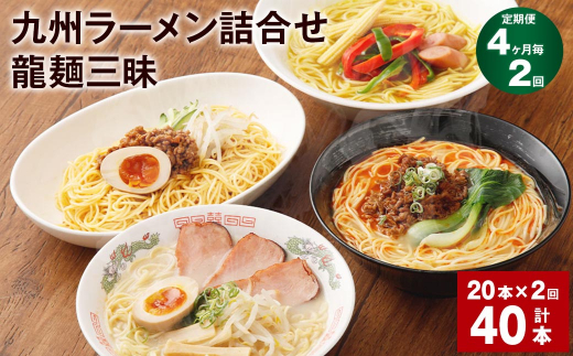 
【4ヶ月毎2回定期便】九州ラーメン詰合せ 龍麺三昧 4種×5本 計40本（20本×2回）
