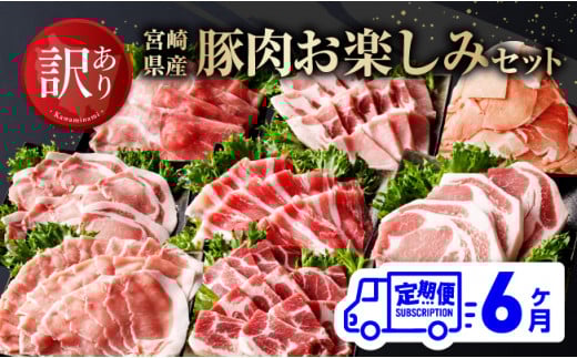 【訳あり定期便】宮崎県産豚肉 お楽しみセット6ヶ月定期便【 ロース とんかつ 豚バラ しゃぶしゃぶ 生姜焼き 小間切れ 豚 肉 豚肉 ミヤチク 全6回 】[D00638t6]