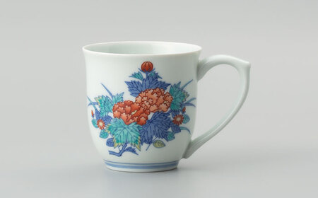 【有田焼】重要無形文化財 マグカップ  芙蓉菊絵  / 佐賀県 / 今右衛門焼[41AAAY017]