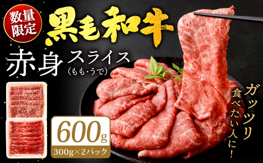 九州産 黒毛和牛 赤身スライス (もも・うで) 600g (300g×2パック) 【2025年1月発送】お肉 牛肉 国産牛 和牛 冷凍 小分け