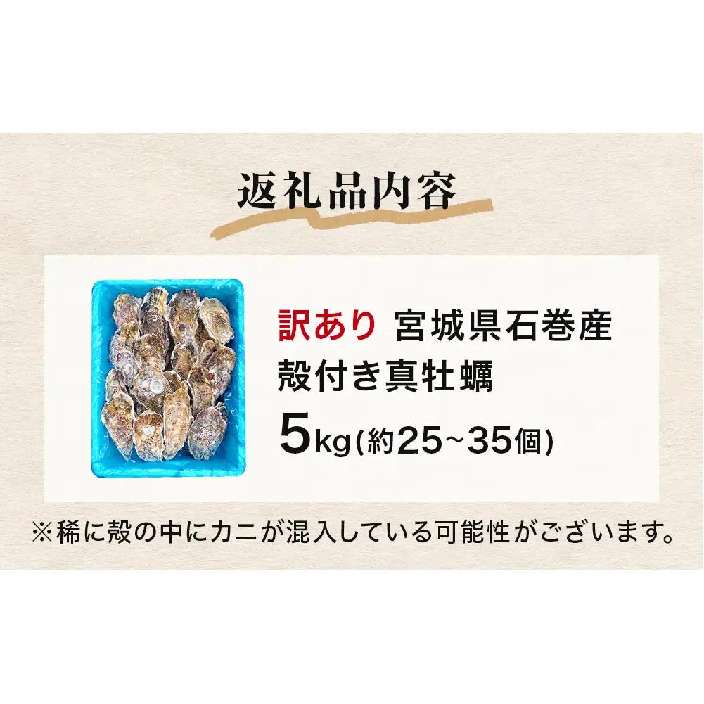 牡蠣 訳あり 宮城県産 無選別 5kg 加熱用 真牡蠣 かき カキ 貝 貝類 海産物 魚介類 海鮮 冷凍 宮城県 宮城 石巻市 石巻