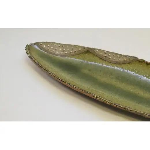 銀彩オーバル皿 和食器 長皿 平皿 陶芸品《受注制作》作品 インテリア オブジェ 皿 楕円皿 長皿 和食器 おすすめ おしゃれ スタイリッシュ モダン プレート 陶芸 手作り 陶器 陶芸作家