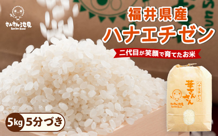 【令和7年産・新米】ハナエチゼン 5kg～坂井市三国町産・こだわりの精米対応～ （5分づき） [A-0255_03]