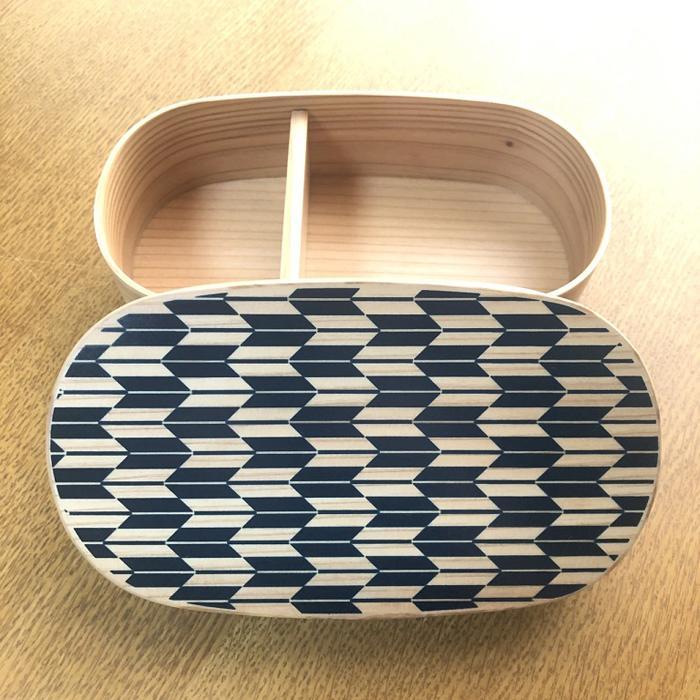 紀州漆器 曲げわっぱ 弁当箱 矢羽 青（九州国産日田杉）［YS94］　CR135_イメージ2
