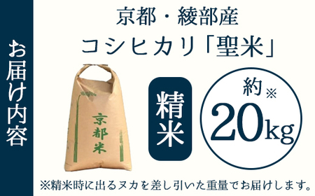 業務用 京都府産コシヒカリ 聖米 白米 20kg 精米