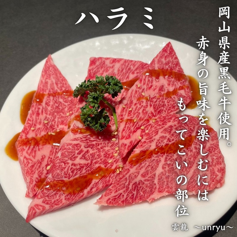 黒毛和牛 焼肉 セット 合計約930g カルビ ハラミ 牛セセリ【雲龍焼肉たれ付】 雲龍  岡山県産 肉 お肉 牛肉 和牛