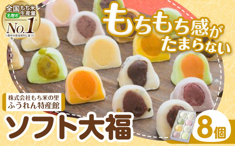 ソフト大福 8個入り もち米の里ふうれん特産館《30日以内に出荷予定(土日祝除く)》北海道 名寄市 和菓子 大福 お茶菓子 あんこ 餡 もち もち米 食べ比べ 贈り物 プレゼント 送料無料---nayoro_memt_11_8p---