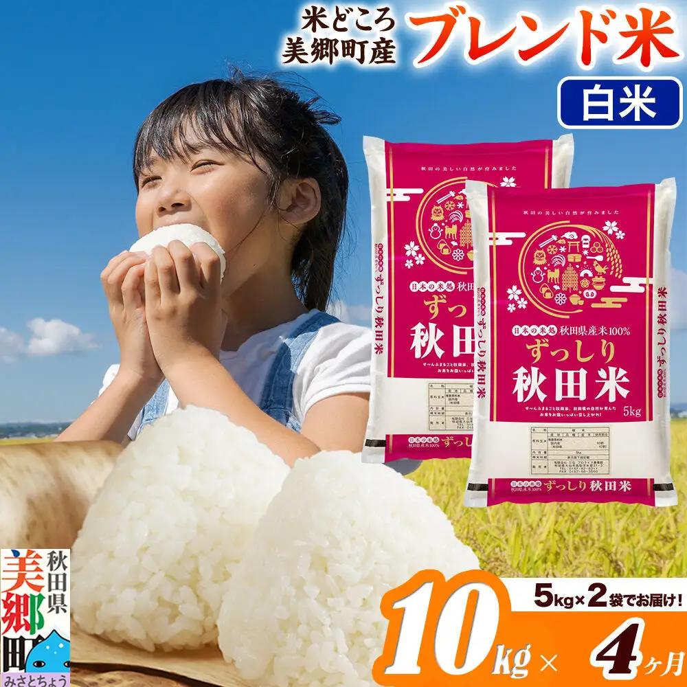 米《定期便4ヶ月》ブレンド米【白米】精米 10kg（5kg×2袋）秋田県美郷町産