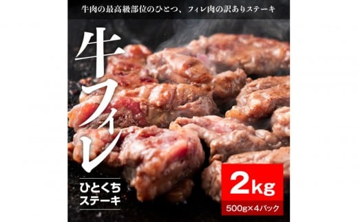 【12月26日決済分まで年末発送】【年内発送】牛ヒレタレ漬けひとくちステーキ2kg（500g×4パック）【配送不可：離島】