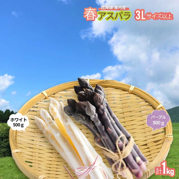 【4月上旬頃より発送！】北海道浦河産 ホワイト＆パープル極太セット(1kg)[03-1437]
