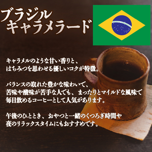 コーヒー 粉 2種 各 180g 計 360g 自家焙煎 珈琲 高級 豆 ブラジル キャラメラード ケニア 日野町