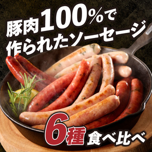 食べ比べソーセージセット（6種30本入り）ウインナー 詰合せ  大容量 チョリソー ジャーマン バーベキュー キャンプ パーティー 手作り フランク オールポーク 豚肉100％ 天然腸 山梨県 白州 
