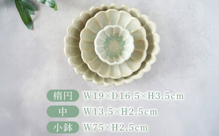 【瀬戸焼】 御深井菊皿 3枚セット / 瀬戸市 / 【喜多窯　霞仙】 / 食器 皿 電子レンジ 食洗器対応[BBBL006]