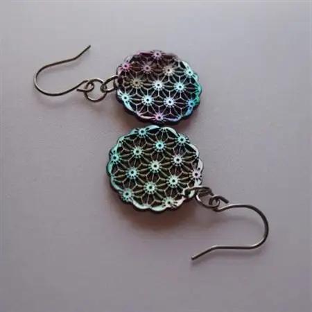 黒蝶貝のレース彫刻「麻」ピアス_装飾品・工芸品 ピアス・イヤリング アクセサリー _【1237887】