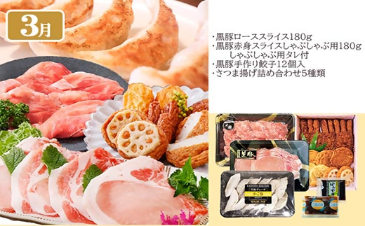 定期便(1年で6回)枕崎お楽しみ便(黒毛和牛・黒豚・かつおetc) GG-6002【配送不可地域：離島】【1166744】