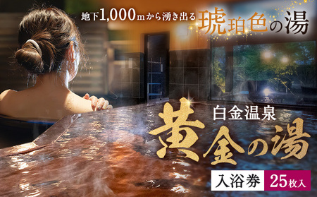 白金温泉 黄金の湯 入浴券 25枚 株式会社白金の森《30日以内に出荷予定(土日祝除く)》熊本県 菊池市 チケット 温泉 天然温泉 旅行 送料無料