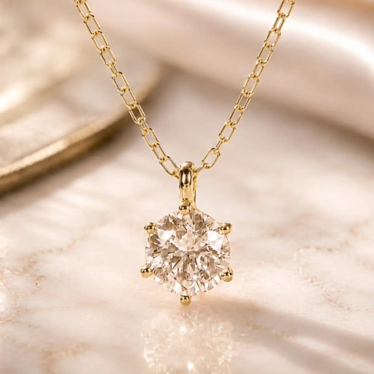 K18YG【0.20ct】６本爪一粒ダイヤモンドペンダントネックレス EmN0171-18Y SWCJ017-b