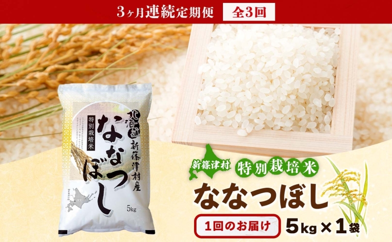 定期便 3ヵ月 北海道 特別栽培 令和7年産 ななつぼし 5kg 精米 米 白米 お米 新米 ごはん ご飯 ライス 道産米 ブランド米 新しのつ米 ふっくら 食味ランキング  産地直送 お取り寄せ カ