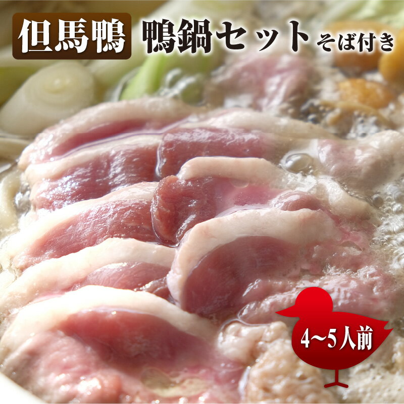 【ふるさと納税】兵庫産　但馬鴨鍋セットそば付き（大）【 お肉 上質 透き通る おいしい 滋味 旨み 甘み 秘伝 つくね 健康 贈り物 冬 】