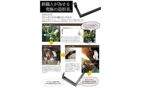 monoKOZZ フック付アイアンタオルハンガー角タイプ 400mm 左側フック タオル掛け 40cm 便利なフック付 アイアンバー【スノーホワイト】