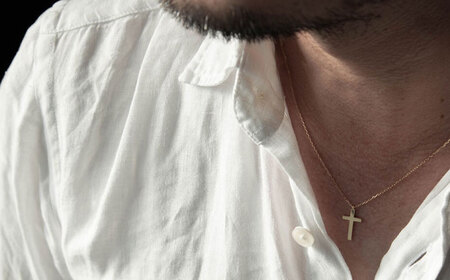 ロッソエブルー ネックレス 50cm k18 18金 ゴールド ミニ クロス 十字架 メンズ レディース 岐阜市 / アフェクト[ANGT007]