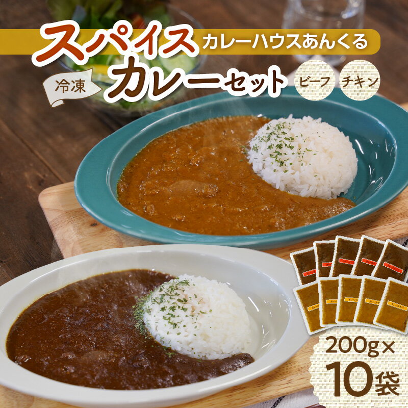 【ふるさと納税】カレーハウスあんくるのビーフ＆チキン 冷凍 スパイス カレーセット（200g×10袋）